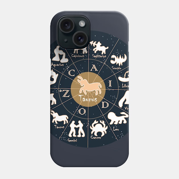 Taurus, Zodiac, Astrology, Horoscope, Stars, Sun-and-moon. Birthday, Valentines-day, Holidays, Phone Case by PrintedDreams