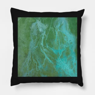 Blue and Green Color Abstract Painting Pillow