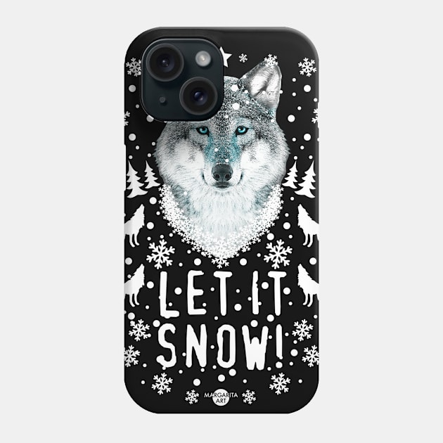 45 Wolf Let it SNOW Phone Case by Margarita7