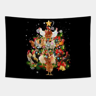 Chicken Tree Light Christmas Matching Family Chickens Pajama Tapestry