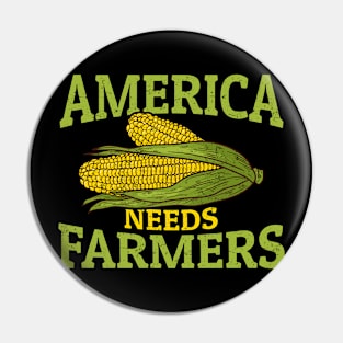 America Needs Farmers - Bold Green Yellow Pin