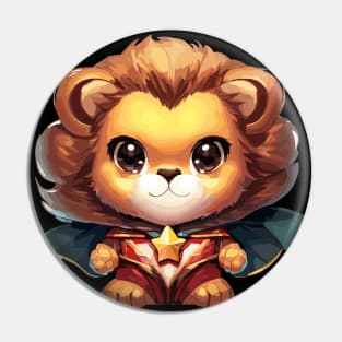 Superhero lion cat Pin