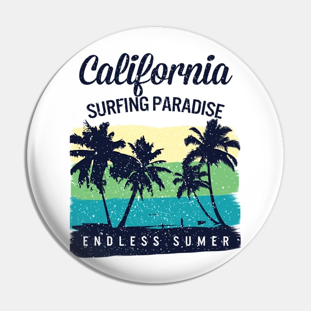 California Surfing Paradise Pin by JakeRhodes