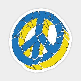 Blue and Yellow Peace Sign Ukraine Flag Colors Peace Symbol Magnet