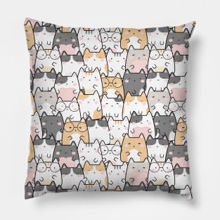 Seamless Pattern Cute Kawaii Cats Pillow