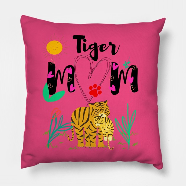 Tiger Mom | Shabby Chic Srcibble Scrabble Pillow by Lune De Boheme