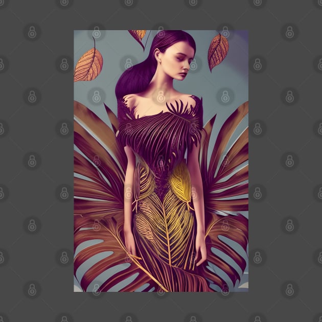 Lady dressed in Monstera Deliciosa Leaves by Christine aka stine1