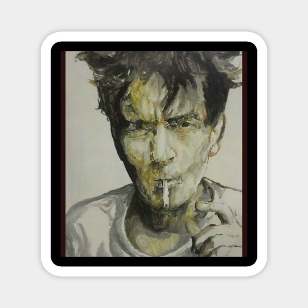 Charlie sheen Magnet by Mike Nesloney Art