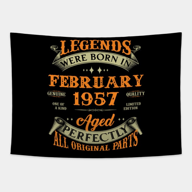 66th Birthday Gift Legends Born In February 1957 66 Years Old Tapestry by Schoenberger Willard