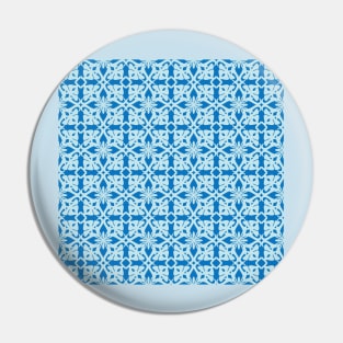 Ethnic Pattern Blue and White Medieval Irish Celtic Tiles Pin