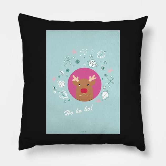 Hohoho! Rudolph reindeer Pillow by PolitaStore