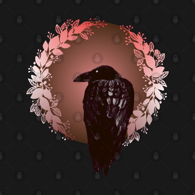 Winter Crow on Berry Wreath by MadLils