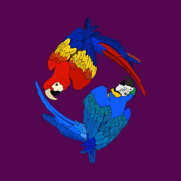 Scarlet and Blue & Gold Macaws by Tinker and Bone Studio