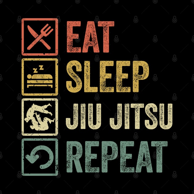 Funny eat sleep jiu jitsu repeat distressed retro vintage by Lyume