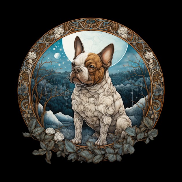 White and Tan Frenchie Illustration by You Had Me At Woof