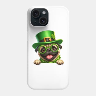 St Patricks Day Peeking Pug Dog Phone Case