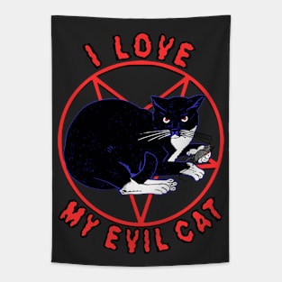 I Love My Evil Cat Funny Cat Shirt Tapestry