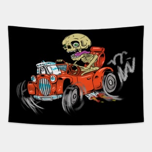 Fully Sick Colour Hot Rod driving Skeleton Boss Tapestry