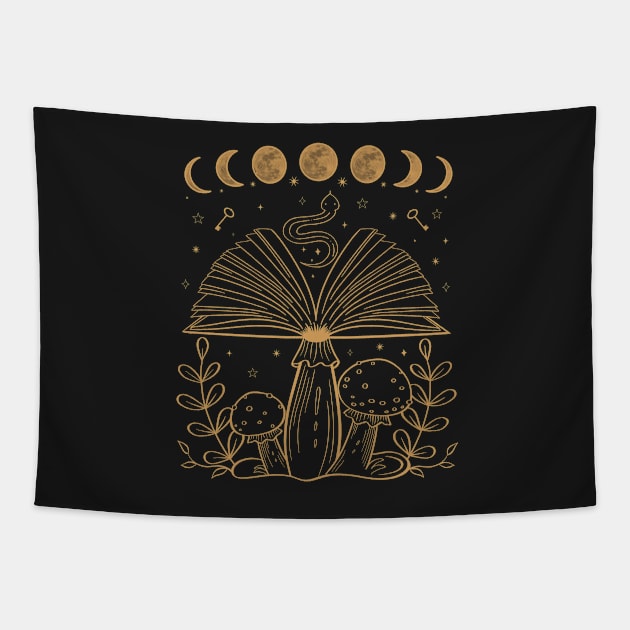 Dark Academia Aesthetic Book Witchy Psychedelic Tapestry by gogo-jr