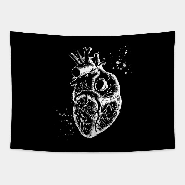 Anatomical Heart • Minimalist Goth Tapestry by Rike Mayer