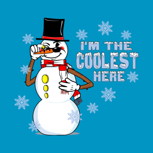 Cool Snowman Funny RubberHose Retro Winter Cartoon T-Shirt