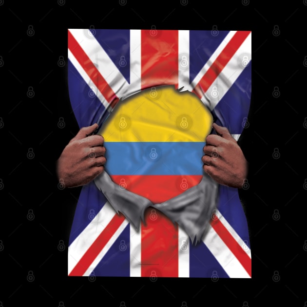 Colombia Flag Great Britain Flag Ripped - Gift for Colombian From Colombia by Country Flags