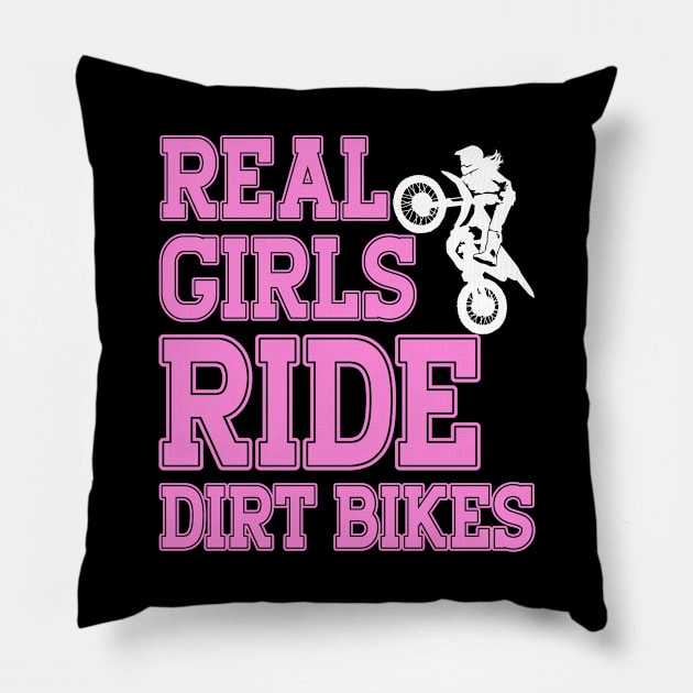 Braap Gifts Women Motorcycle Motocross Girl Dirt Bike Pillow by PomegranatePower