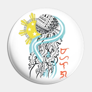 Tribal Jellyfish Art / Baybayin word Mahalaga (Precious / Valued) Pin