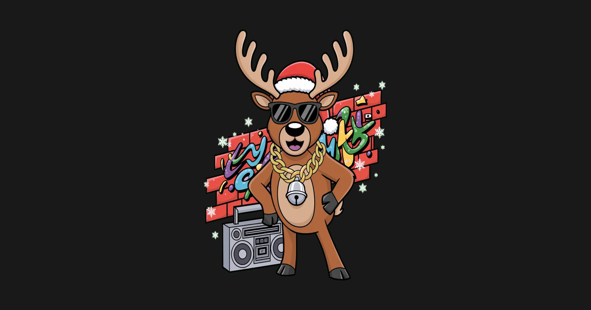 Rapper Reindeer Boombox Graffiti Christmas - Rapper Reindeer Boombox ...
