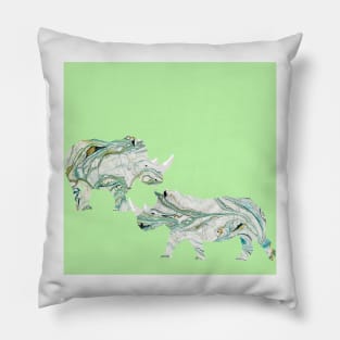 White Rhinos Collage Pillow