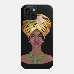 African Melanin Woman in Kente Headgear Phone Case