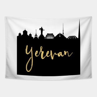 YEREVAN ARMENIA DESIGNER SILHOUETTE SKYLINE ART Tapestry