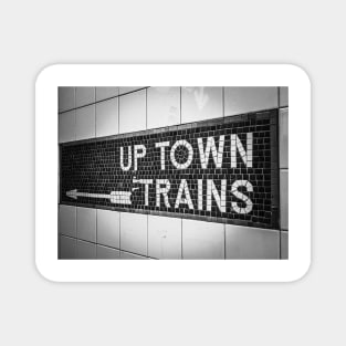 Up Town Trains (black and white) Magnet