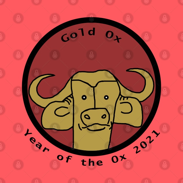 Small Portrait of a Gold Ox for Year of the Ox 2021 by ellenhenryart