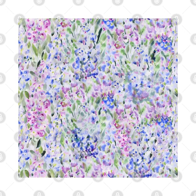 Abstract blue and pink delphinium flower watercolor by marufemia