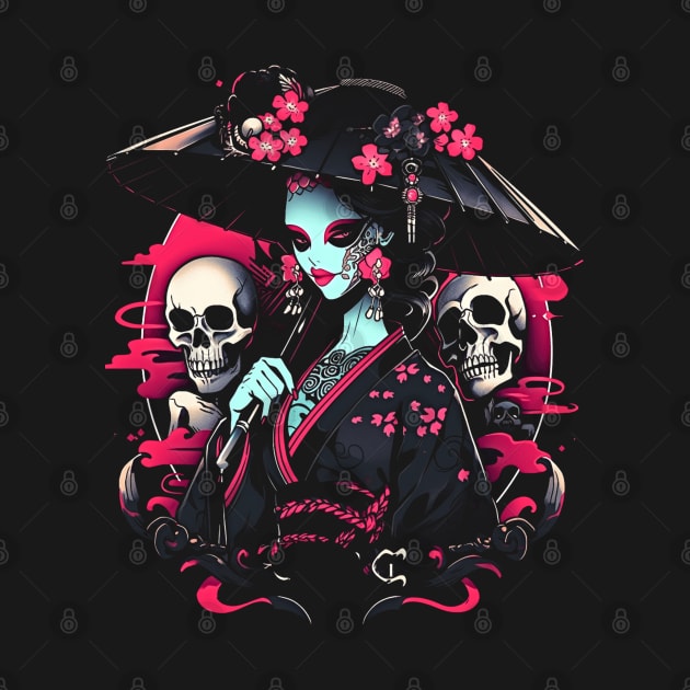 Geisha | Grim Reaper Geisha Skull | Cool Retro Japanese Aesthetic by We Anomaly