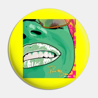 Smiling Pop Art Hipster Woman Pin