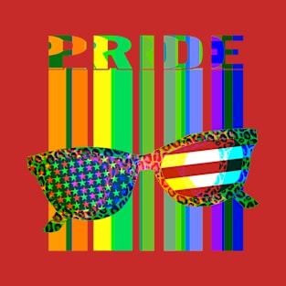 PRIDE (neon stripes with sunglasses) T-Shirt