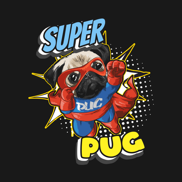 Super Pug funny Superhero Comic Dog by Foxxy Merch