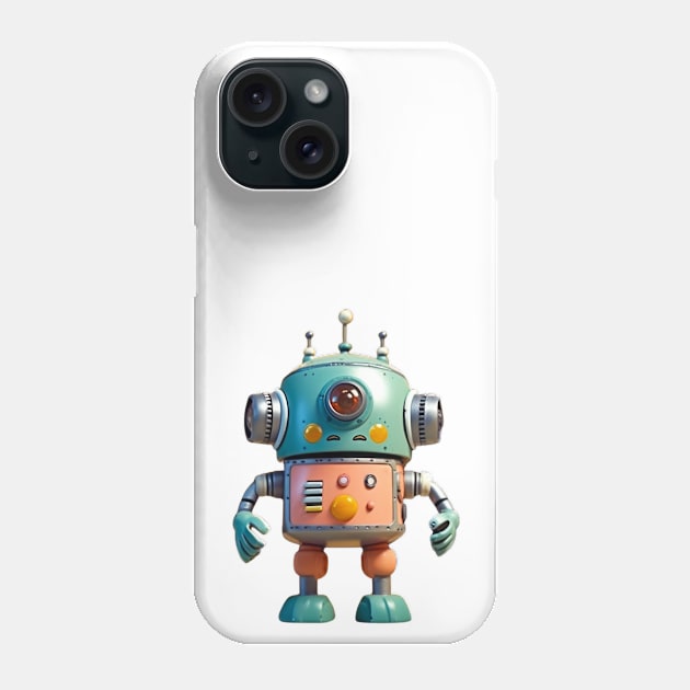 Vintage Vibes One-eyed Faded Toy Robot Phone Case by Lematworks