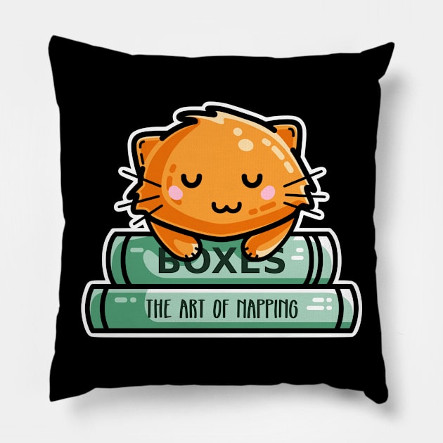 Cute Ginger Cat And Books Pillow by freeves