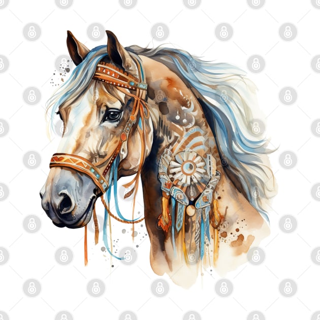 Watercolor Boho Horse #2 by Chromatic Fusion Studio