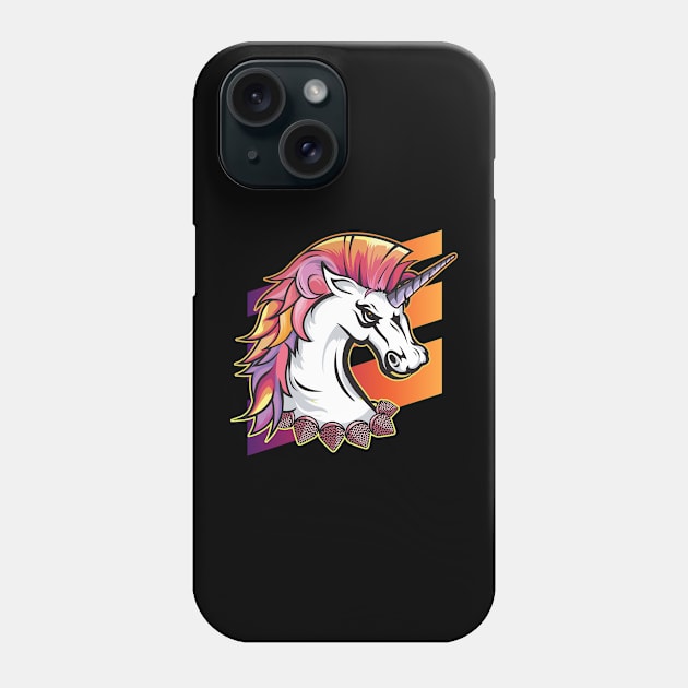 Retro Punk Rock Unicorn Phone Case by BDAZ