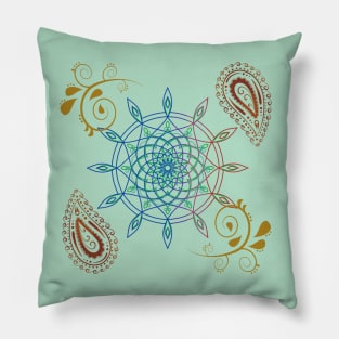 Dreamcatcher and paisley motif pattern mandala design illustrations Pillow