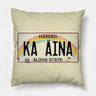 Ka Aina Vintage Hawaii License Plate Pillow