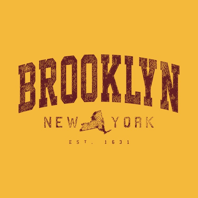 Brooklyn NY Arched Distressed Retro Print by FireflyCreative