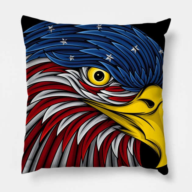 US Flag Eagle Pillow by JagatKreasi