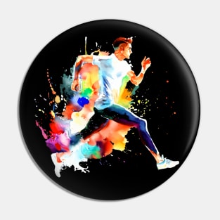 Runner Watercolor Running Marathon Jogging Jogger Athlete Pin