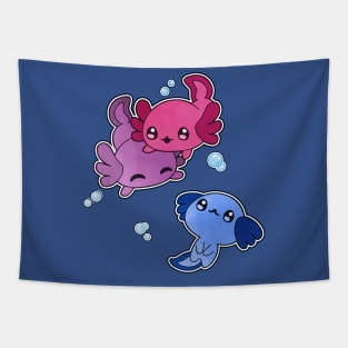 Bisexual Axolotl LGBT Pride Flag Tapestry