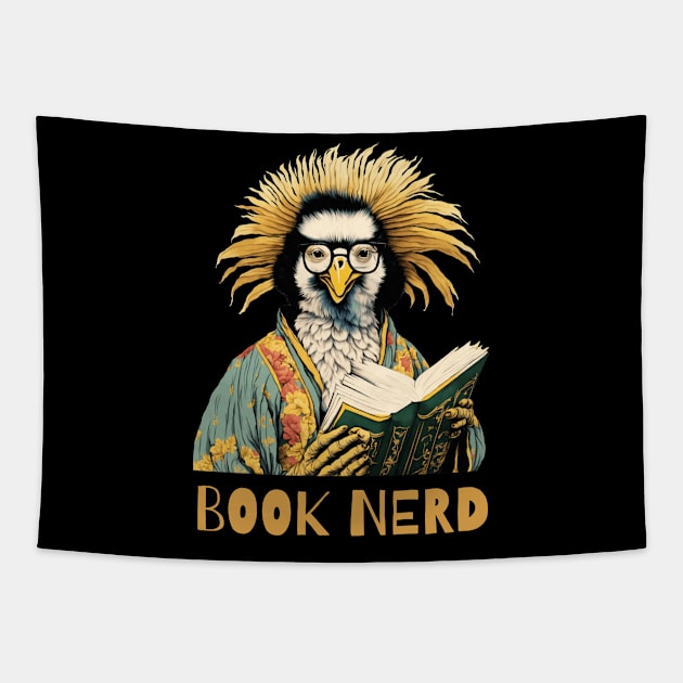 Book nerd pelican design Tapestry by Fun Planet